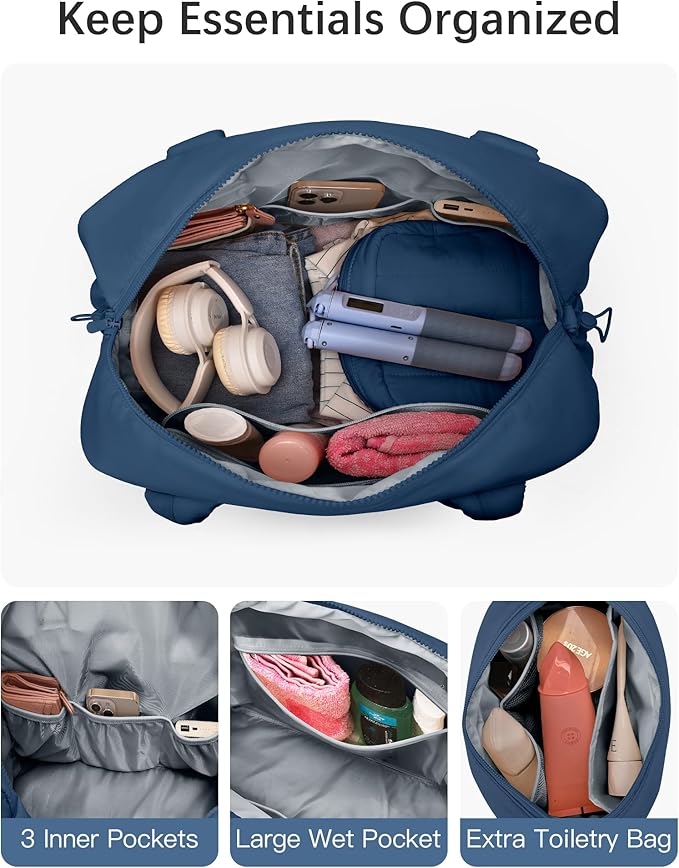 oscaurt Gym Bag for Women Lightweight Duffle Bag for Travel with Toiletry Pouch Water Resistant Carry On Weekender Overnight Duffel