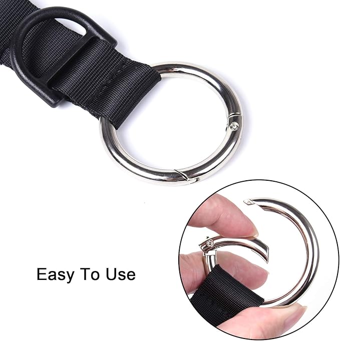 Wisdompro Jacket Gripper Strap, Add a Bag Luggage Straps Baggage Suitcase Belts Travel Accessories with Hook and D-Ring - Make Your Hands Free, Easy to Carry Your Extra Bags - Black