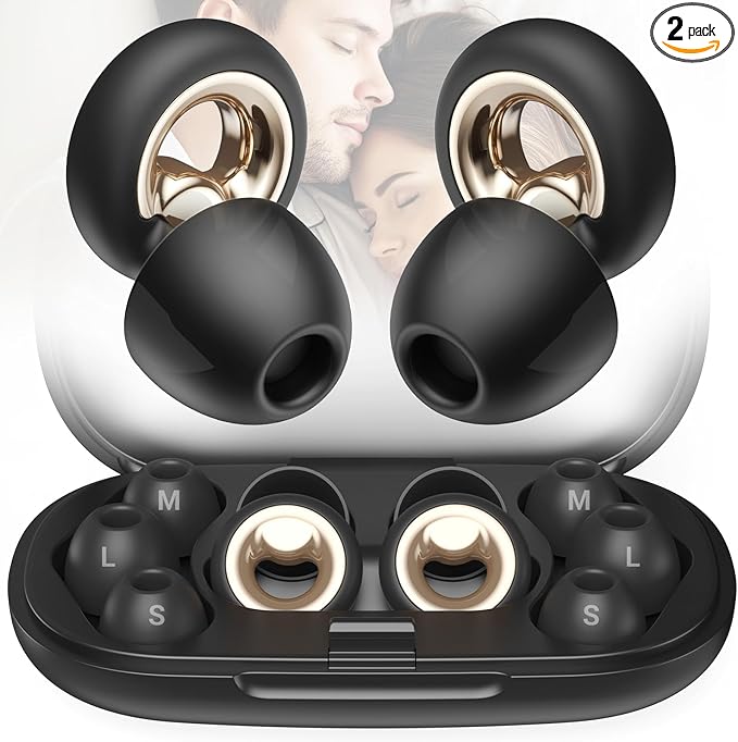Ear Plugs for Sleeping, 45dB Noise Cancelling Ear Plugs, Reusable Silicone Earplugs for Noise Reduction with 8 Tips, Soft Earplugs for Snoring, Side Sleepers, Concerts, Travel, Work (Black)