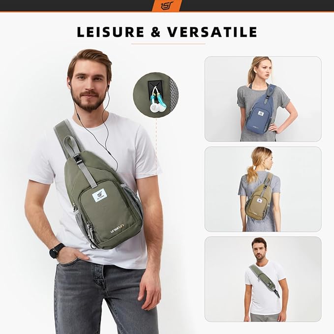 SKYSPER Sling Bag RFID Crossbody Sling Backpack Cross Body Shoulder Bag Travel Hiking Daypack for Women Men(Light Taupe)