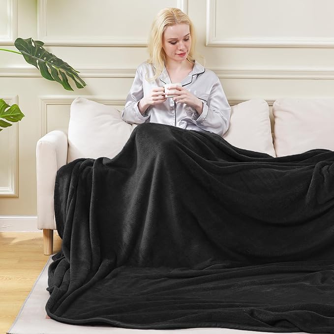 Soft Blanket Travel Size Fleece Warm Fuzzy Throw Blankets for The Bed Sofa Lightweight Charcoal Grey 50"x 61"