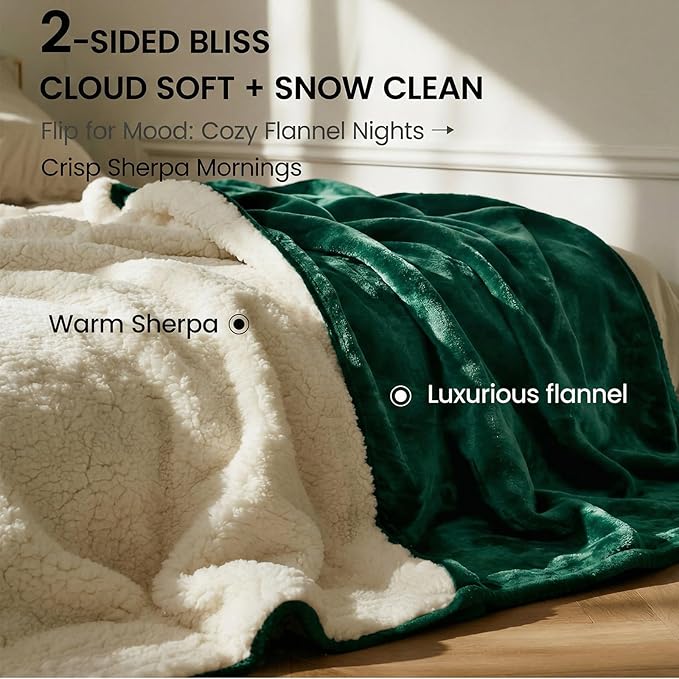 Waterproof Gray Blanket for Dog Cat Puppy, 80'' x 80'' Double Side Leakproof Reversible Double Side Sherpa Flannel Fleece 3 Layer Lightweight Blanket, Absorb 70oz(GreenWhite), Machine Washable