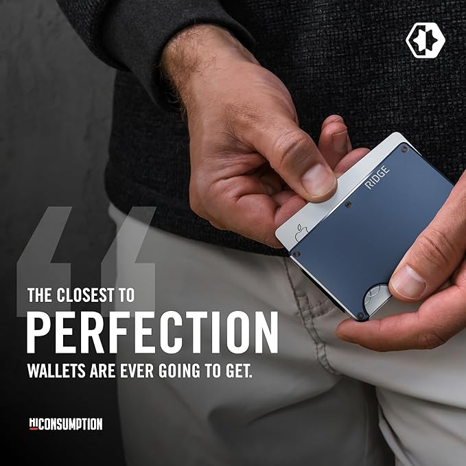 Ridge Wallet for Men - Slim Minimalist Compact Wallet and Card Holder, RFID Protected Front Pocket Wallets for Men with Integrated Cash Strap