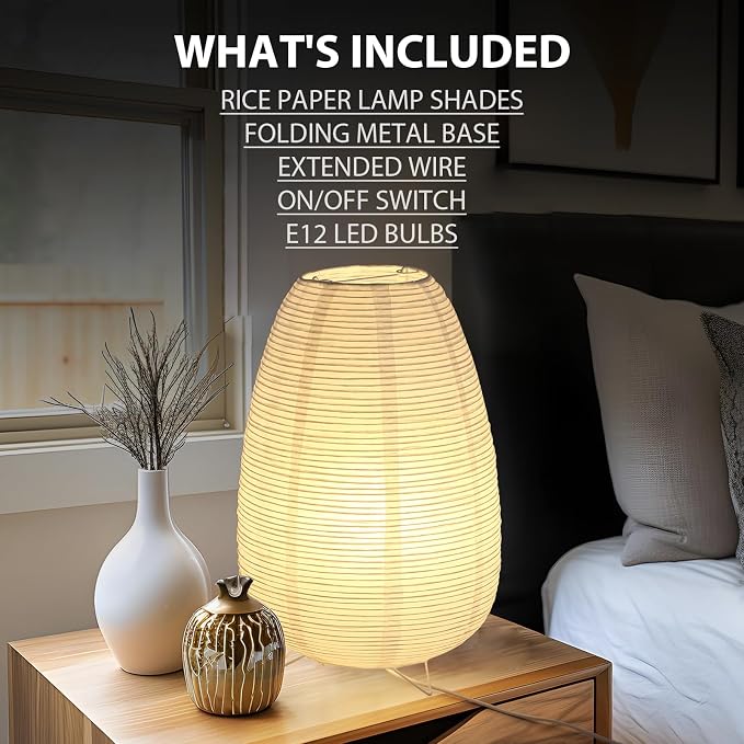Small Rice Paper Lamp, Japanese Lamp Lantern Table Lamp, Paper Table Lamp, Lantern Lamps for Desk Bedrooms Bedside Night Light (Tower)