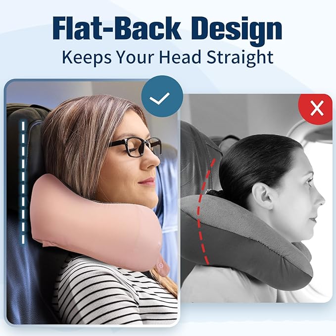 Neck Pillow for Traveling, Travel Pillows for Airplanes,100% Pure Memory Foam Travel Neck Pillow, Adjustable Flight Pillow, Portable Plane Accessories with Eye Mask, Earplugs, Carry Bag