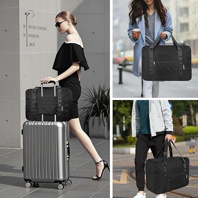 Small Duffle Bag for Travel, Personal Item Travel Bag Foldable Travel Tote Mini Gym Bag for Men Women, Black