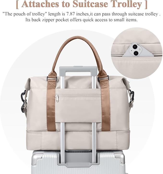 Travel Duffel Bag with Shoes Compartment, Carry on Overnight Weekender Bags for Women, For Spirit Airlines 18x14x8 Personal Item Bag