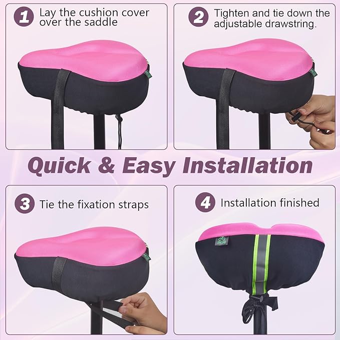 Zacro Bike Seat Cushion - Gel Padded Bike Seat Cover for Men Women Comfort, Extra Soft Exercise Bicycle Seat Compatible with Peloton, Outdoor & Indoor Bike Saddles