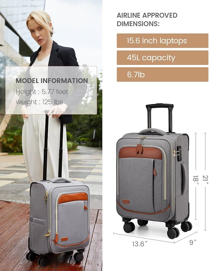 LOVEVOOK 4 Pcs Carry On Luggage 22x14x9 Airline Approved 20 Inch Underseat Carry on Suitcase for Women Men Softside Travel Luggage with Spinner Wheels and TSA Lock