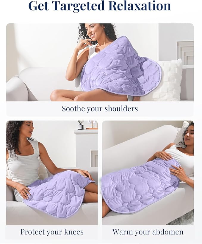 Kivik 7lbs Weighted Lap Blanket for Adults, Ultra Soft Weighted Lap Pad, Small Cozy Heavy Blankets for Sleeping & Relaxing, Machine Washable, Light Purple, 24 x 29 Inches