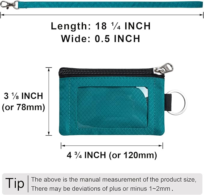 CHENSPRX Minimalist RFID Blocking Small Wallet with ID Window,WaterResistant Zip Id Case Wallet with Lanyard Keychain for Cards,Cash,Travel,Women,Men