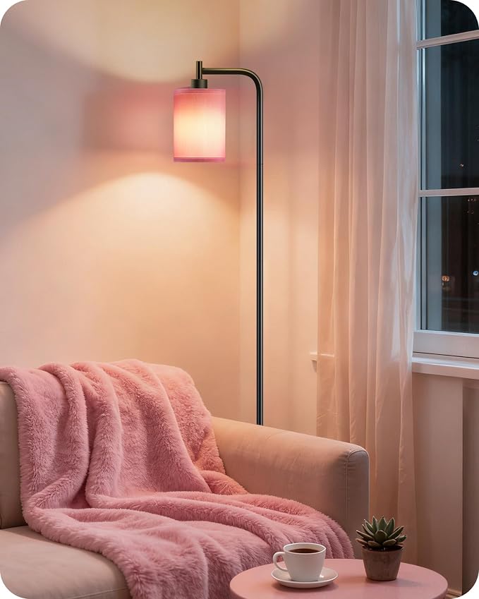 2Pack Dimmable Floor Lamp for Living Room with Remote and Foot Switch, Modern Standing, Corner Lamp,10W Bulb 3 Color Temperatures, for Bedroom, Office, ETL Listed, Gold and Pink P19LDP205