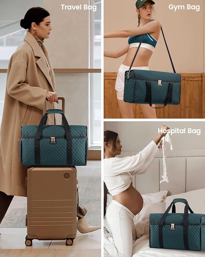 LOVEVOOK Travel Duffle Bag - Weekender & Overnight Bag with Toiletry & Wet Pocket, Carry-On Size, 3pc Set