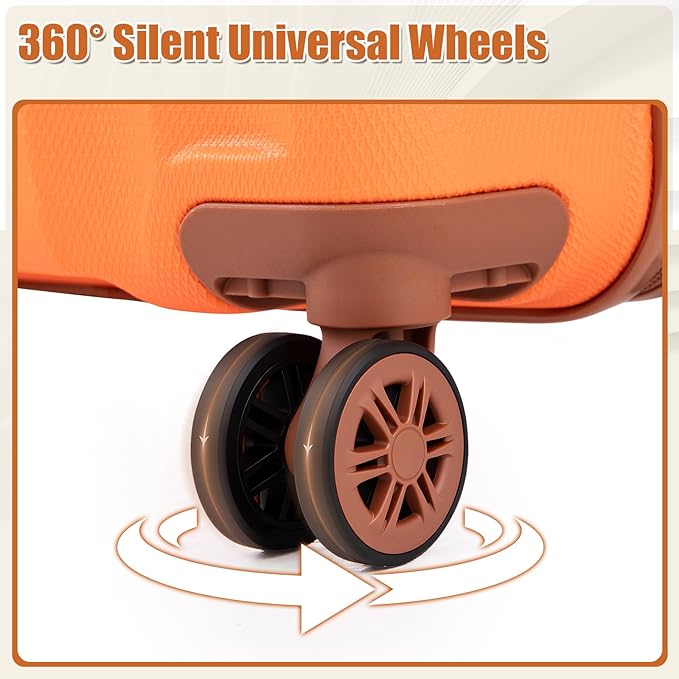 Luggage Sets 6 Piece Suitcases with Wheels,ABS Hard Case Suitcases with Spinner Wheels,Durable Travel Luggage(Orange, 6 Piece Set(16"/20"/24"/28))