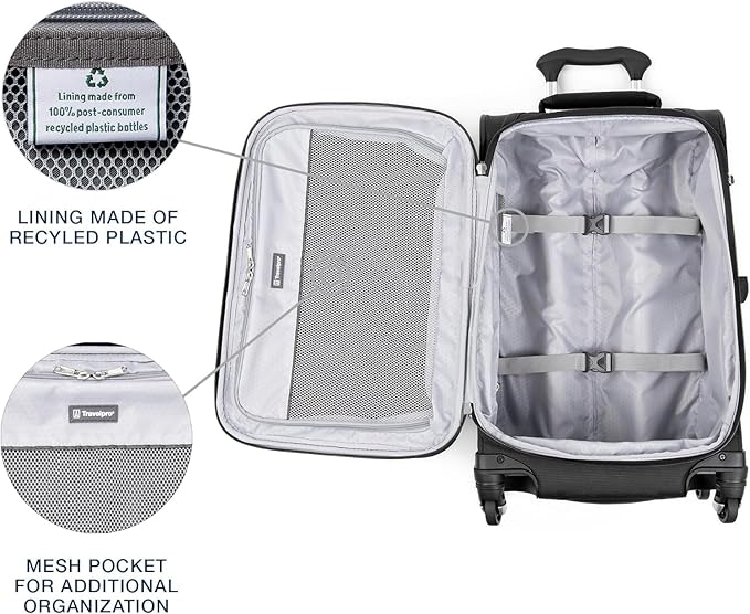 Travelpro Maxlite 5 Softside Expandable Luggage with 4 Spinner Wheels, Lightweight Suitcase, Men and Women, Black, 3-Piece Set (21/25/29)