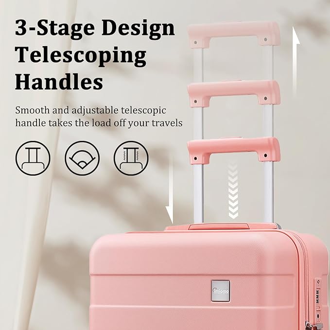 imiomo Hard Shell Luggage Sets 5 Piece for Women, Lightweight Hardside Rolling Suitcase Set with Spinner Wheels and TSA Lock, Pink