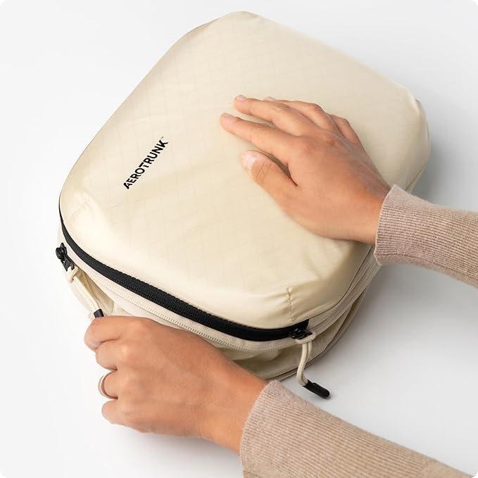 Aerotrunk Ultralight Compression Packing Cubes - Lightweight Travel Organizers for Suitcases and Luggage (3-Pack, Beige)