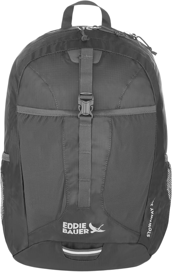 Eddie Bauer Stowaway Packable Backpack | Travel | Outdoor | Lightweight | Foldable | Durable | Ripstop Polyester | 30L - Dark Smoke
