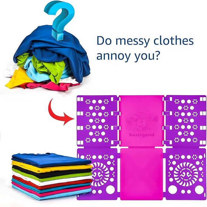 BoxLegend Version 3 Shirt Folding Board t Shirts Clothes Folder Durable Plastic Laundry folders Folding Boards Helper Tool for Adults and Children (Purple)