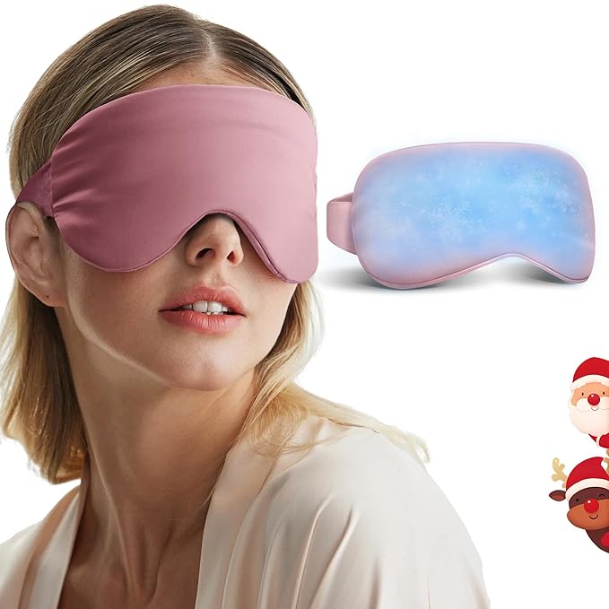 Self Care Gifts for Women: Cooling Eye Mask for Eye Care - Fsa Eligible Items Migraines Headache Relief Ice Pack Mask Products - Cold Compress for Puffy Eyes - Relaxing Mothers Day Gifts (Pink)