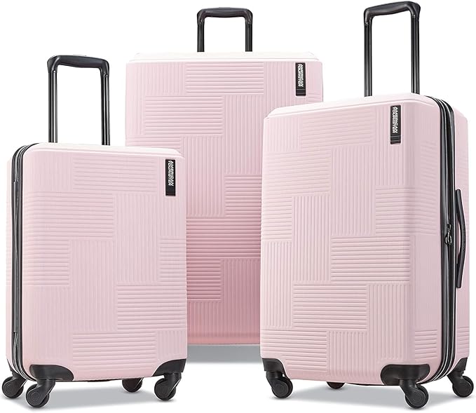 American Tourister Stratum XLT Expandable Hardside Luggage with Spinner Wheels, Pink Blush, 3-Piece Set (20/24/28)