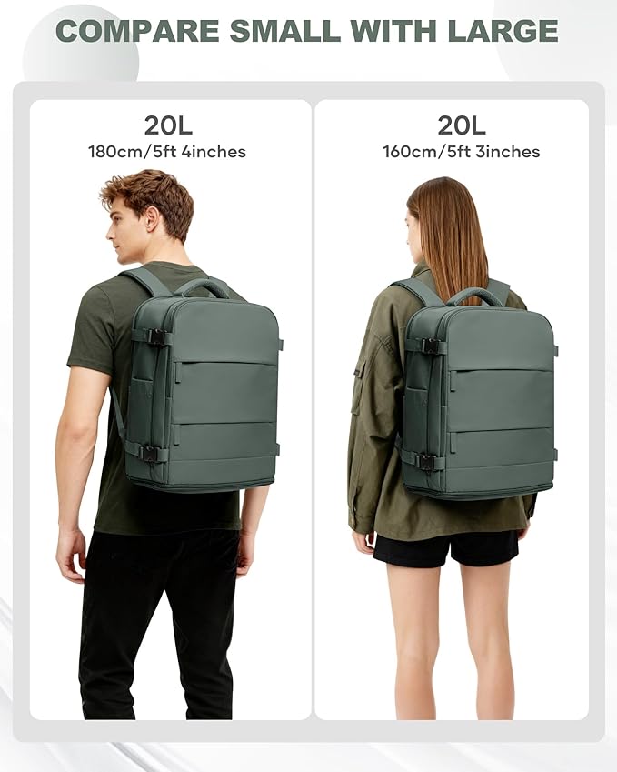 coowoz Travel Backpack Carry On for Women Man Gym Backpack with Laptop Compartment Mochila de Viaje Teacher Personal Item Backpacks Rucksack Airplane Accessories Must Haves Olive Green Small