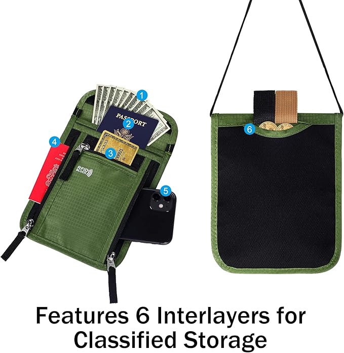 Travel Pouch Neck Wallet Family Passport Holder Organizer Case with RFID Blocking | RFID Blocking