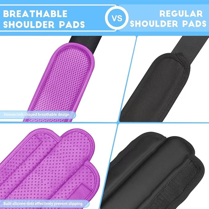 ZINZ 2-Pack Universal Shoulder Pad with Ultra thick Cushion for Bag Luggage Bag Crossbody, Plus Long & Anti-Slip & Breathable,Purple-2Pack