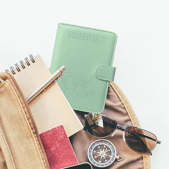 ACdream Passport Holder for Travel Essentials, Rfid Blocking Passport Wallet Cover Case for Travel Must Haves Accessories, Book Holders for Women/Men, AgaveGreen