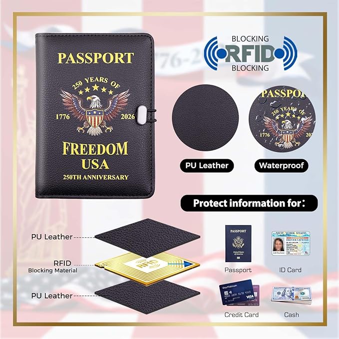 Melsbrinna Premium Leather Passport Holder Covers Case, Waterproof Rfid Blocking Travel Wallet Passport Holder with Pen Holder, Cute Passport Book for Women/Men