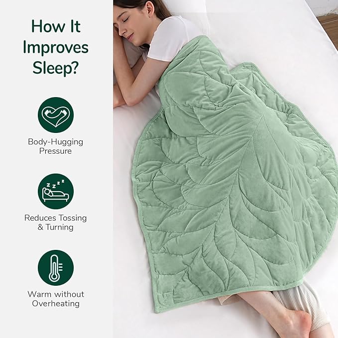 Kaisa Weighted Blanket for Adults (5 lbs,23"x29"), Soft Heavy Blanket Machine Washable, Small Size Weighted Blankets with Glass Beads for Couch and Bed, Sage Green