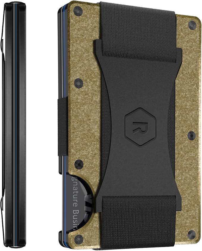Ridge Wallet for Men - Slim Minimalist Compact Wallet and Card Holder, RFID Protected Front Pocket Wallets for Men with Integrated Cash Strap