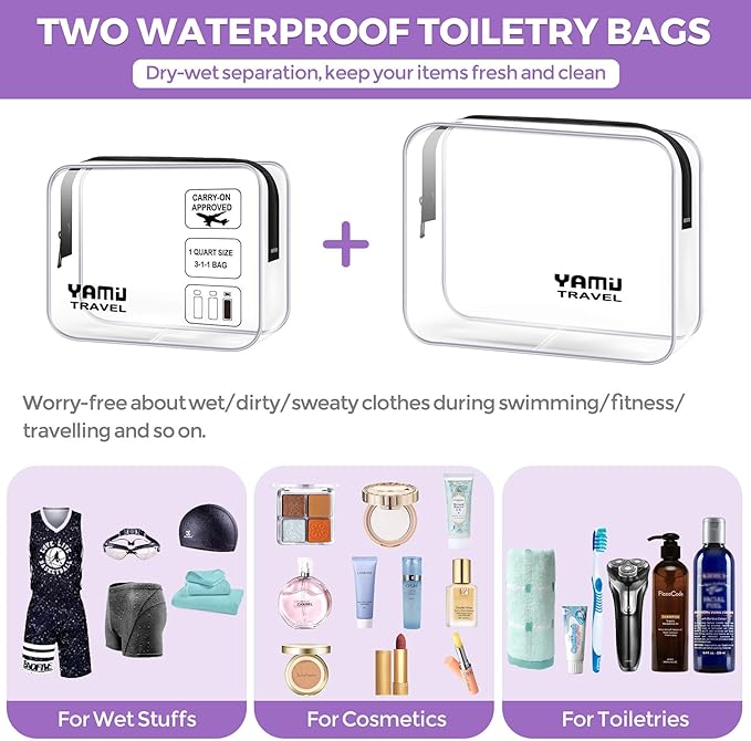 YAMIU Packing Cubes for Suitcases, 7 Pcs luggage organizer bags with Shoe Bag, 2 Waterproof Travel Toiletry Bags, Travel Cubes for Travel Essentials Travel Accessories