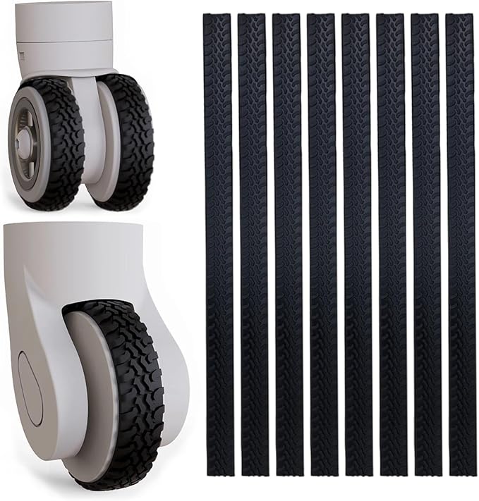 Waterproof Luggage Wheel Covers - 8 Pcs Super Sticky Protector, Anti-Shedding, Silent Noise Reduction, Shock Absorbing Caster Cover for Carry-On (Black)