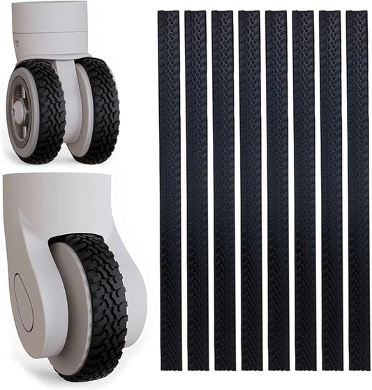 Waterproof Luggage Wheel Covers - 8 Pcs Super Sticky Protector, Anti-Shedding, Silent Noise Reduction, Shock Absorbing Caster Cover for Carry-On (Black)