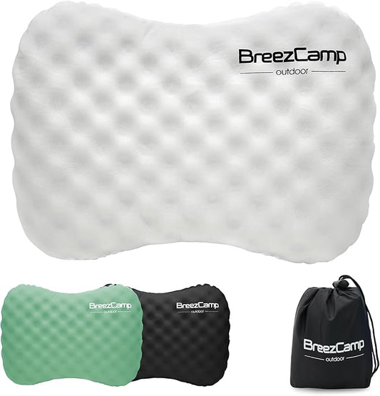 Camping Pillow with Soft Cover, Lightweight Inflatable Pillow for Neck Lumbar Support,Upgrade Backpacking Pillow,Washable Travel Air Pillows for Hiking, Backpacking, Airplane, Beach, White