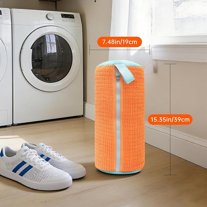 1PCS Shoes Washing Machine Bags, Laundry Shoe Bag for Washer and Dryer, Reusable and Durable Zipper Sneaker Shoe Washing Bag, Tennis Shoes Cleaning Bag for All Shoe Types (Orange)
