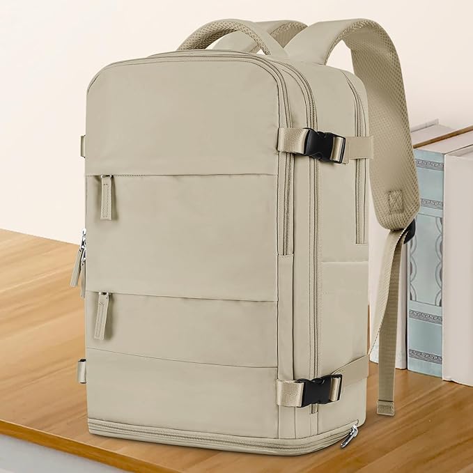 coowoz Travel Backpack For Women Men,Carry On Backpack,Hiking Backpack Waterproof Outdoor Sports Rucksack Casual Daypack travel essentials（Khaki）
