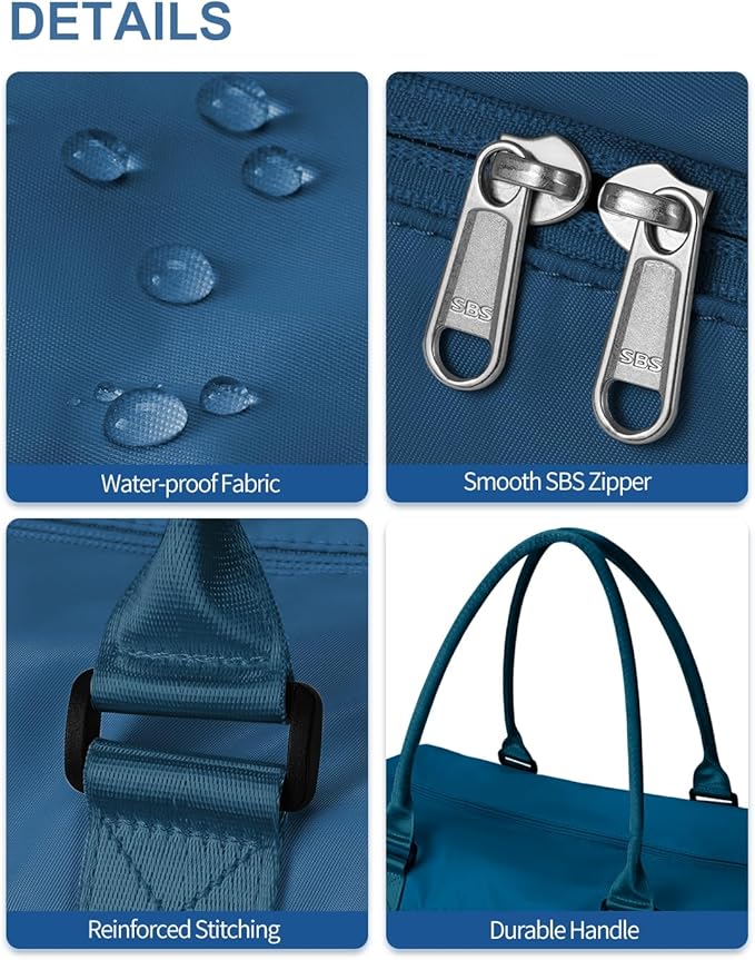 BAGAIL Travel Duffel Bag, Weekender Bags for Women, Overnight Gym Carry On Tote Bag with Wet Pocket, Hospital Mom Bag for Labor and Delivery - Extra Large, Peacock Blue