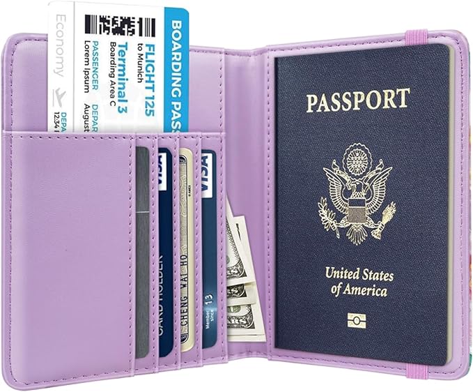 Passport Holder Cover,Traveling Passport Case Cute Passport Wallet for Women,Spring Garden