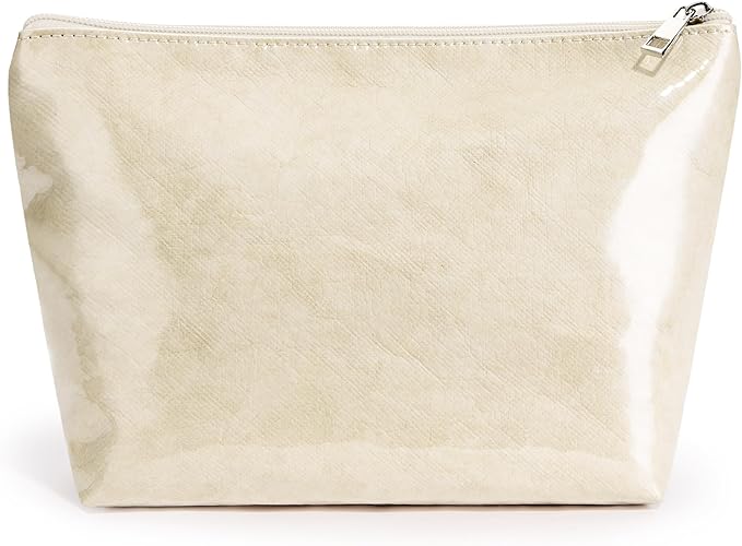 WLLWOO PVC Waterproof Makeup Bag Kraft Paper Cosmetic Bag Travel Toiletry Zipper Pouch Organizer for Women Purse