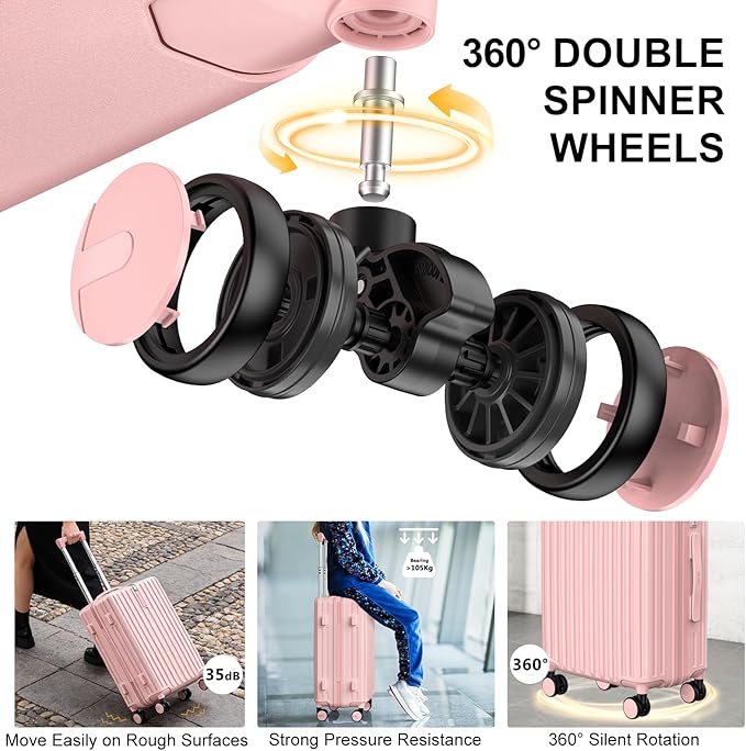 24 Inch Expandable Luggage with Wheels Checked Bag Luggage Hard Shell PC Suitcases Lightweight Travel Checked Luggage Medium Suitcase with Lock for Woman Men Travel
