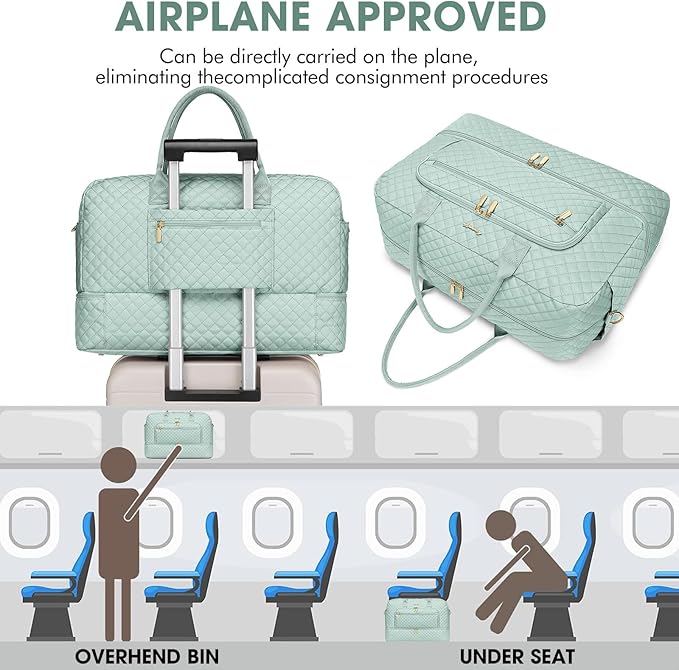Travel Duffle Bag Weekender for Women - Carry-On Overnight Bag Personal Item Bag with Shoe Compartment & Wet Pocket Large Weekend Tote Bags with Toiletry Bag Hospital Bags for Labor and Delivery