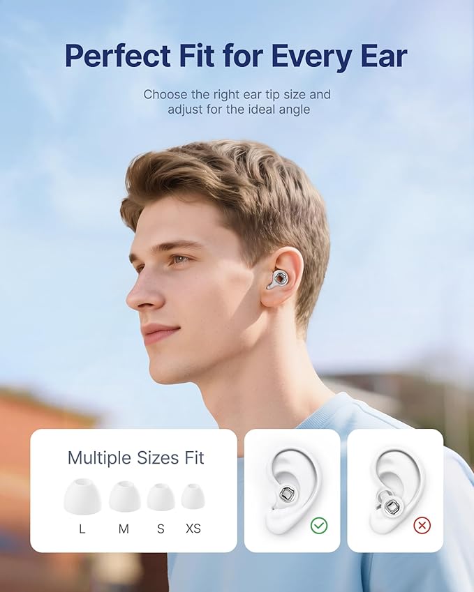 Ear Plugs for Sleeping Noise Cancelling, 45dB Reusable Earplugs for Noise Reduction, Hearing Protection Ear Plugs with 8 Ear Tips, Soft Silicone Earplugs for Sleep, Concerts, Snoring, Study (White)