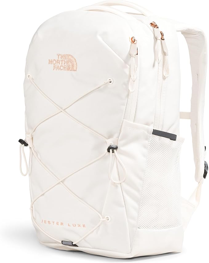 THE NORTH FACE Women's Jester Luxe Everyday Laptop Backpack, Gardenia White/Burnt Coral Metallic, One Size