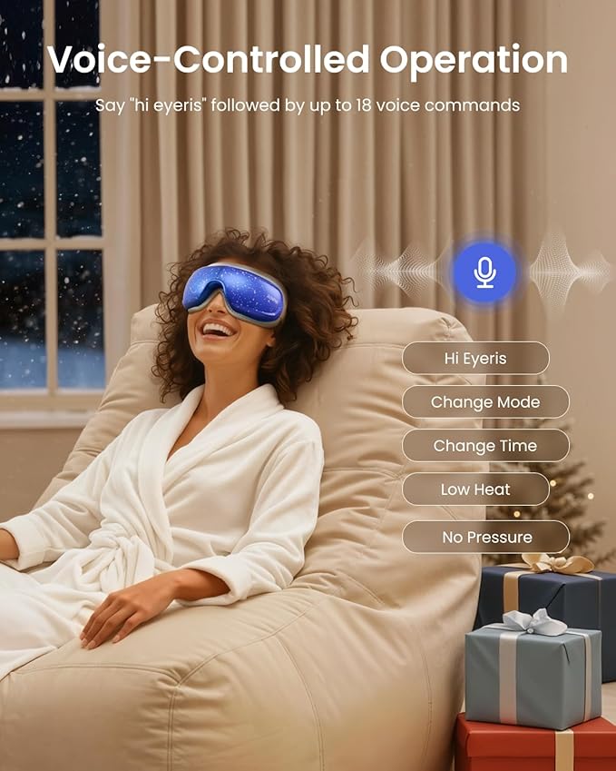 RENPHO Eye Massager with Heat and Cooling Voice Control, Mothers Day Gifts for Women Mom Her, FSA Eligible HSA, Massaging Eye Mask for Migraine Headache Dry Eyes and Stress Relief - Eyeris 3
