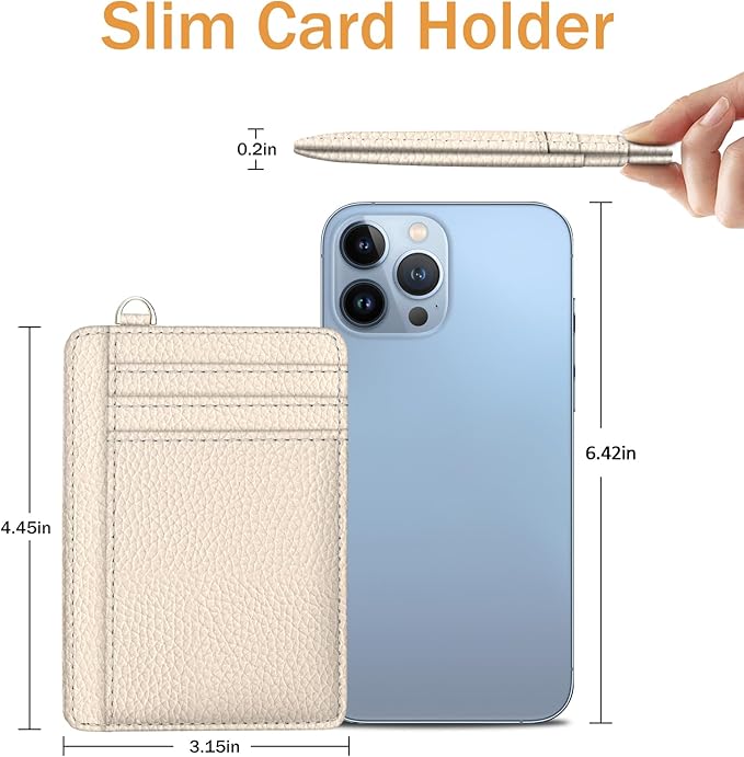 Yonlevres Credit Card Holder for Women, Slim RFID Wallet Front Pocket Small Card Holder, Travel Card Case ID Window PU Leather Cute Funny Thin RFID Blocking Card Organizer Gifts Girls Ladies