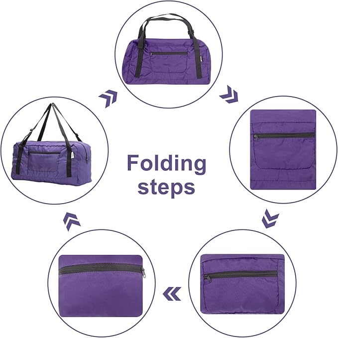 HOLYLUCK Foldable Travel Duffel Bag For Women & Men Luggage Great for Gym (Purple)