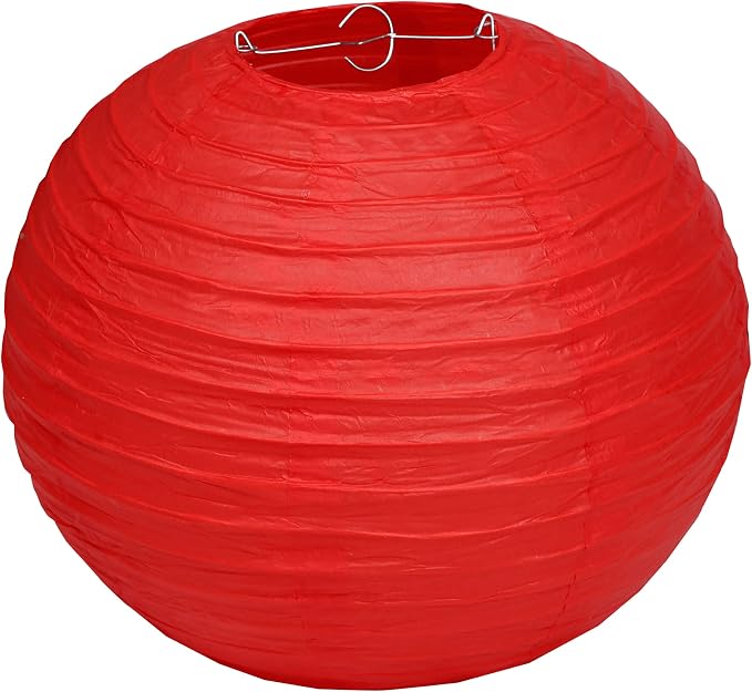 4"6"8"10"12"14"16"18 Round Paper Lanterns Lamp Wedding Birthday Party Decoration Pack Of 6 (Red, 18"/45CM)