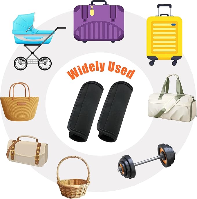Luggage Handle Wrap 5 Pack, Luggage Tags |Handle Wraps|Handle Covers for Suitcase/Beach Bag/Backpacks, Bright Suitcase Identifiers Travel Accessories for Airplane (Black x 5)